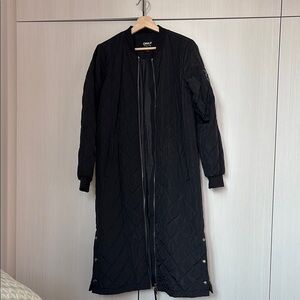 Black Quilted Long Coat